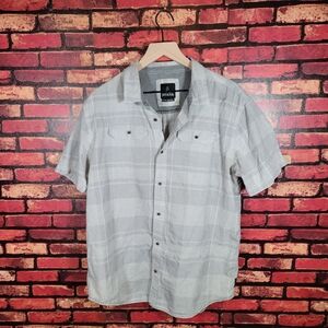 Prana Gray Checkered Casual Shirt